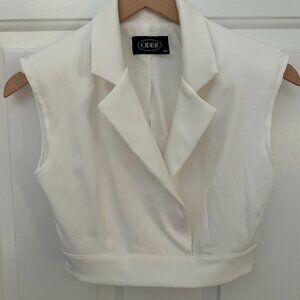 Cider White Cropped Sleeveless Blazer Vest XS Clean girl Coastal Chic
